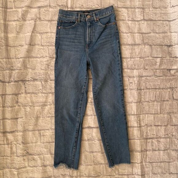 Express women 2 cotton blend super high rise mom jeans blue - Picture 1 of 11